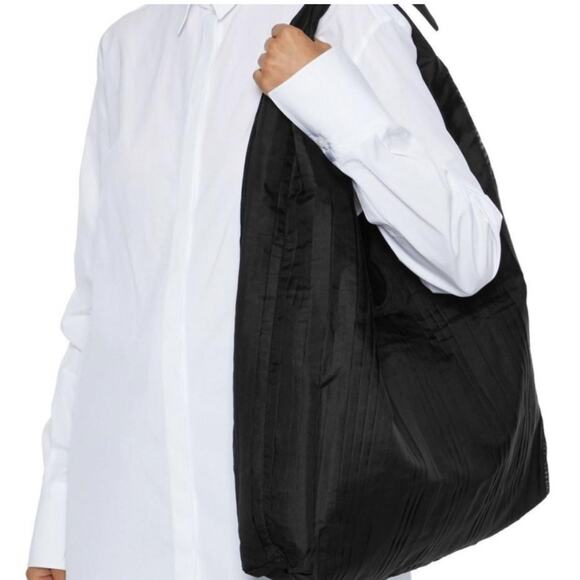The Row Bindle Pleated Silk-organza Shoulder Bag in Black Suede inside Knot Top - Picture 3 of 14